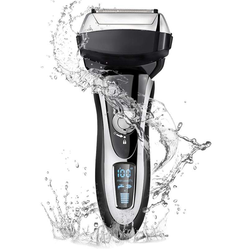 4 Blade Professional Men Shaver Rechargeable Electric Razor Wet & Dry For Men Beard Trimmer Shaving Machine LCD Display