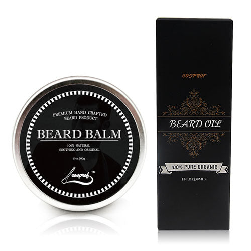 Cosprof Beard Balm Moustache Cream Beard Oil Set Conditioner Beard Balm Healthy Moisturizing Moustache Wax Brush Comb Natural