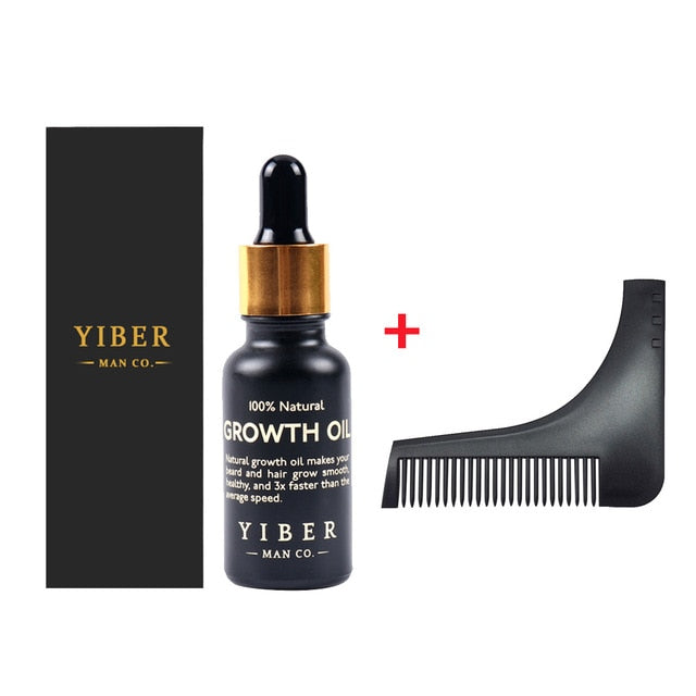 Men Beard Growth  Oil Kit Soften Hair Growth Nourishing Enhancer Beard Wax Balm Moustache Oil Leave-In Conditioner Beard Care