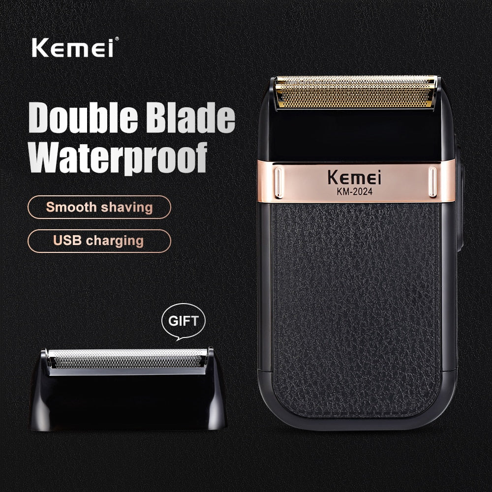 Kemei Electric Shaver for Men Twin Blade Reciprocating Cordless Razor Hair Beard USB Rechargeable Shaving Machine Barber Trimmer