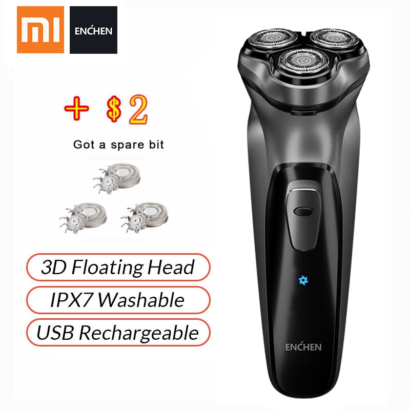 XIAOMI Original face shaver  Enchen BlackStone 3D Electric Shaver, Men Washable Type-C USB Rechargeable Shaving Beard Machine