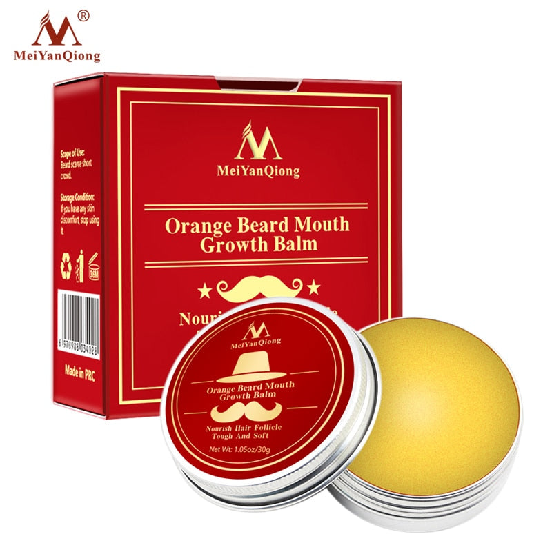 Natural Orange Organic Beard Oil Beard Wax balm Hair Loss Products Leave-In Conditioner for Groomed Beard Growth Health Care 30g