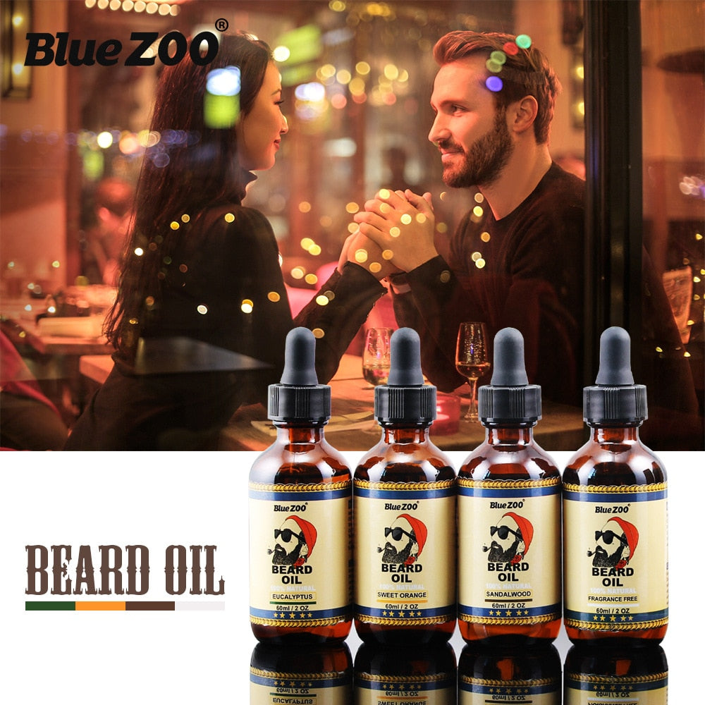 Natural Beard Oil 4 Tastes Beard Wax Balm Hair Loss Products Leave-In Conditioner for Groomed Beard Growth Health Care Tools